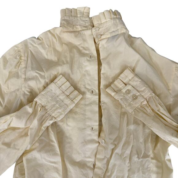Vintage Nantucket Pintuck Blouse – 1980s Edwardian Style Cotton Top, Size 8 - Picture 14 of 16